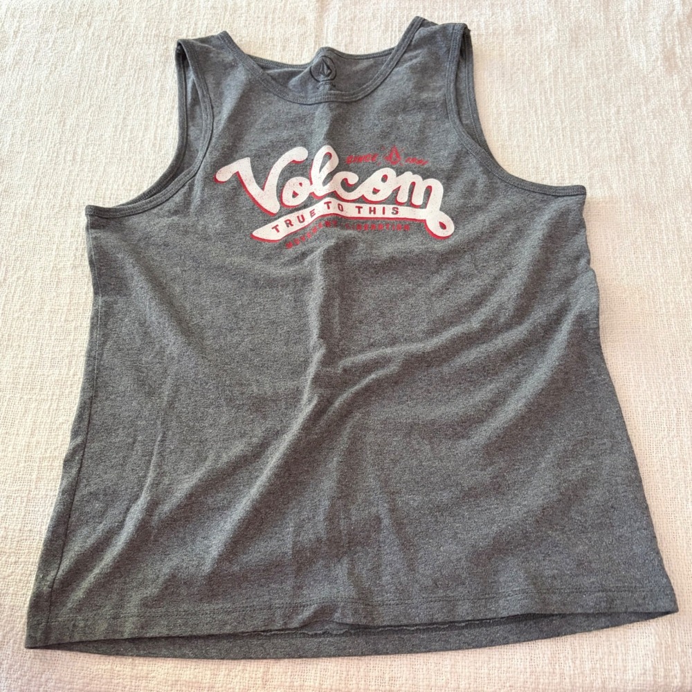 Volcom Kids True To This Graphic Tank Top Heather Gray Size Large L